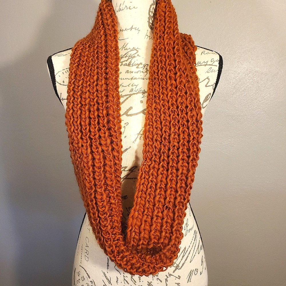 Cozy Rust Knit Infinity Scarf